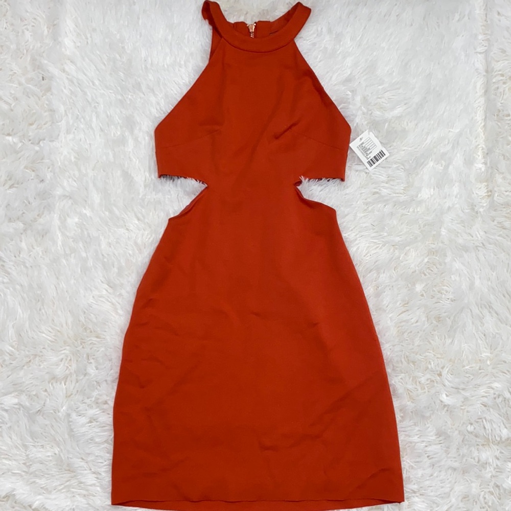 Silence+Noise orange cut out mini dress XS NWT